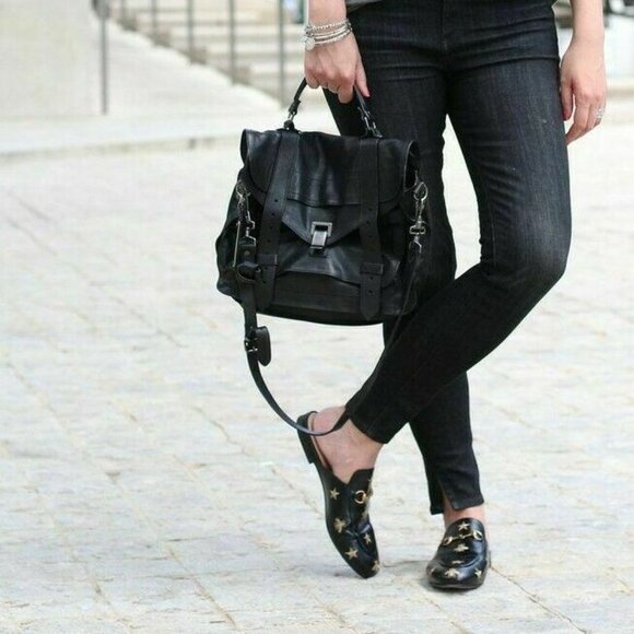 GUCCI Princetown Bee Star Embroidered Gold Mules Rare Designer Blogger Favorite - Picture 6 of 12